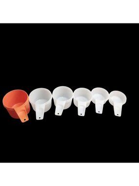 Tupperware Vintage Orange & White Plastic Nesting Measuring Cups Retro